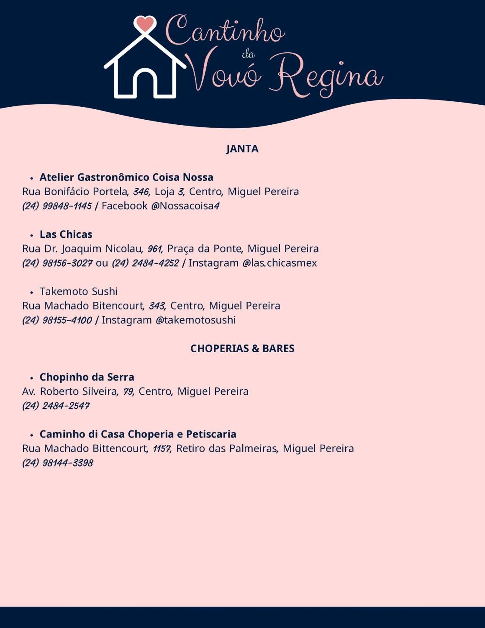 Cantinho Da Vovó Regina * Miguel Pereira