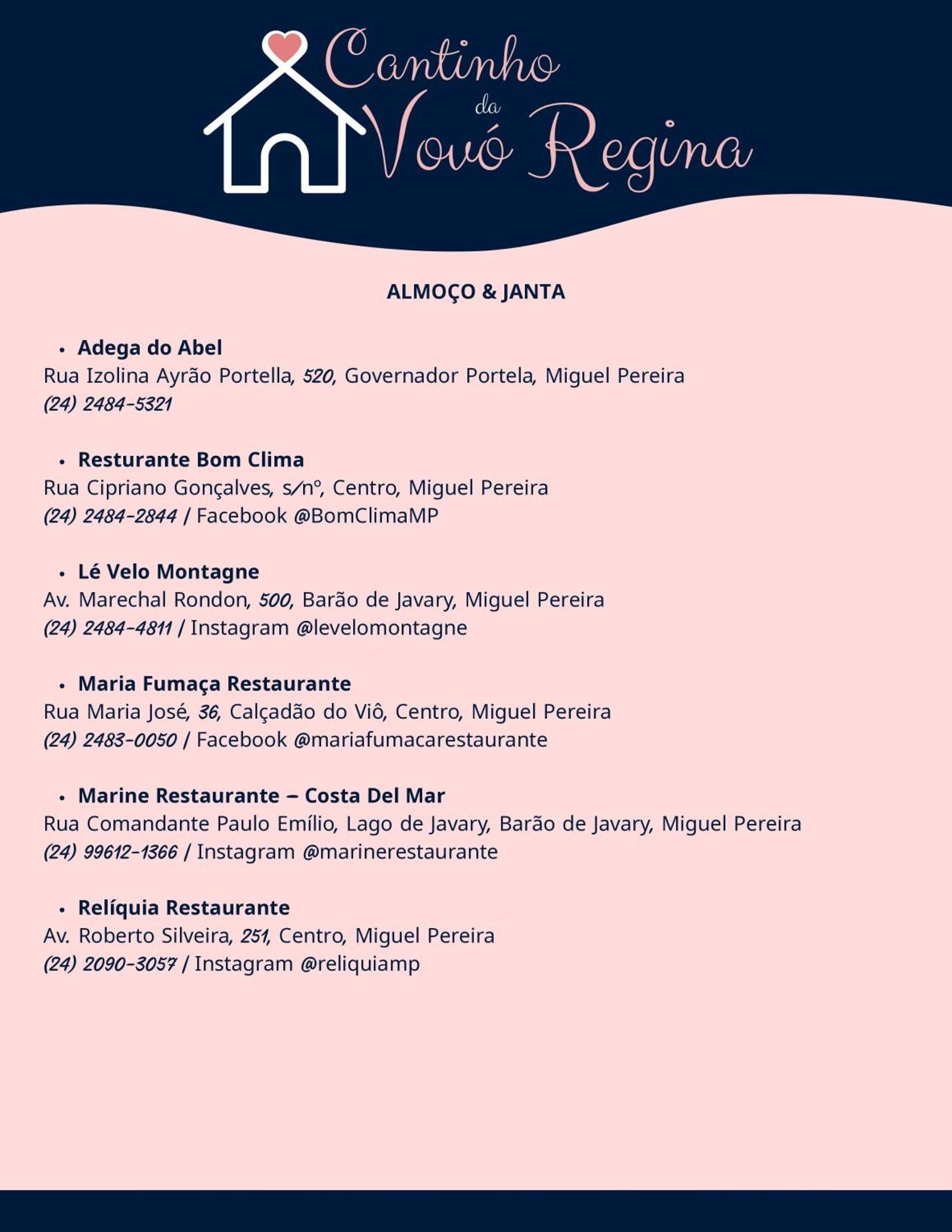Cantinho Da Vovó Regina Miguel Pereira